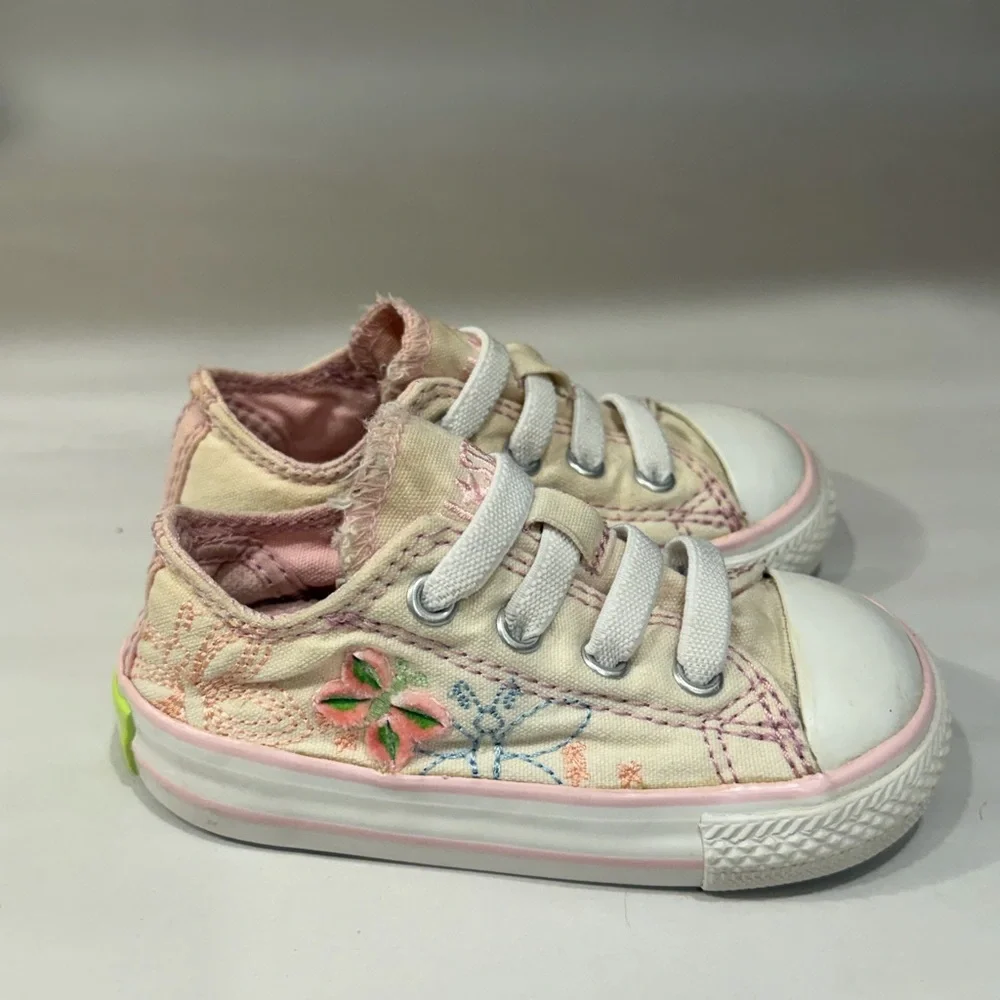 Vintage Converse Kids Pink Floral Sneakers